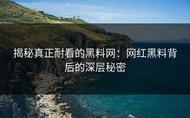 揭秘真正耐看的黑料网：网红黑料背后的深层秘密