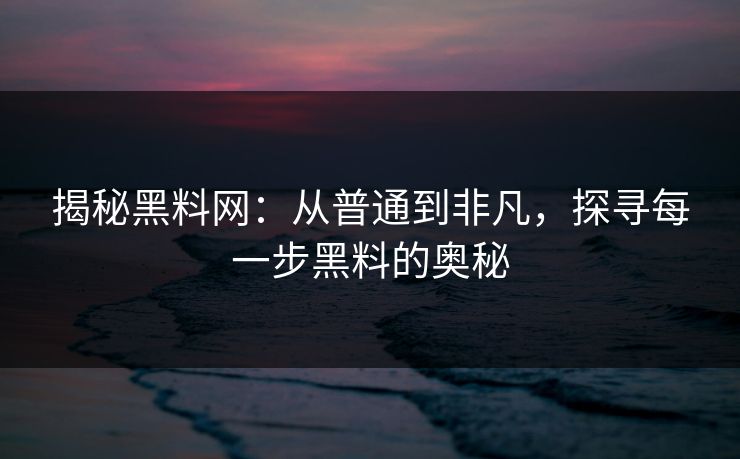揭秘黑料网：从普通到非凡，探寻每一步黑料的奥秘