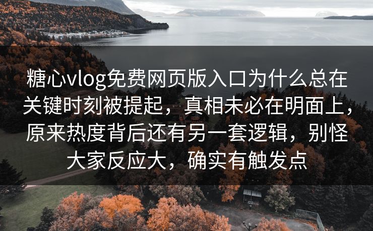 糖心vlog免费网页版入口为什么总在关键时刻被提起，真相未必在明面上，原来热度背后还有另一套逻辑，别怪大家反应大，确实有触发点