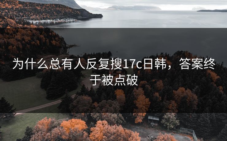 为什么总有人反复搜17c日韩，答案终于被点破