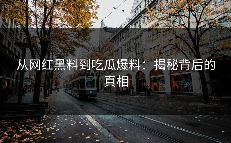 从网红黑料到吃瓜爆料：揭秘背后的真相