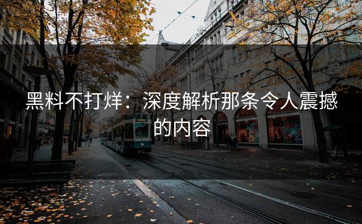 黑料不打烊：深度解析那条令人震撼的内容
