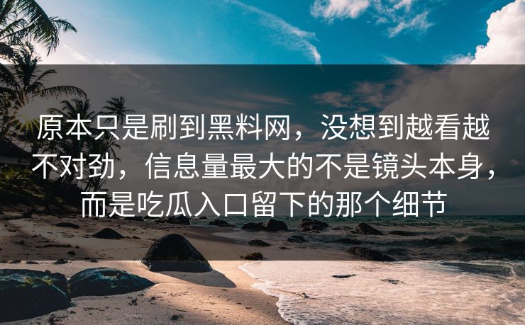 原本只是刷到黑料网，没想到越看越不对劲，信息量最大的不是镜头本身，而是吃瓜入口留下的那个细节