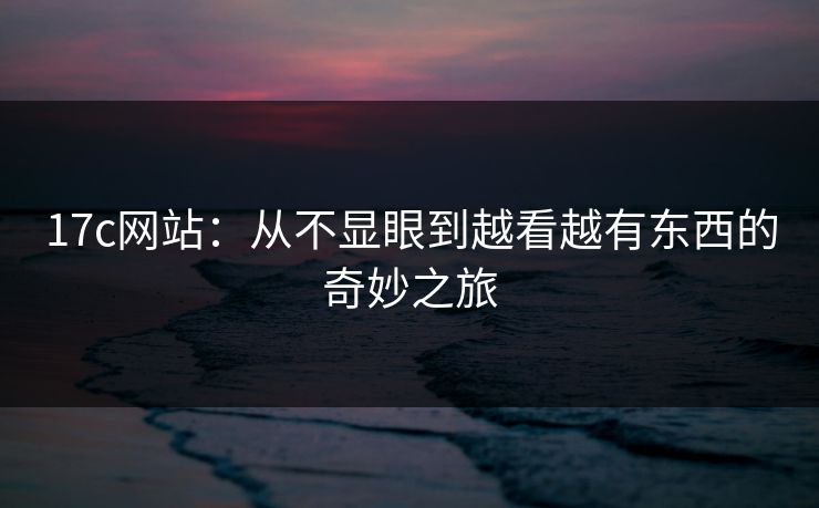 17c网站：从不显眼到越看越有东西的奇妙之旅