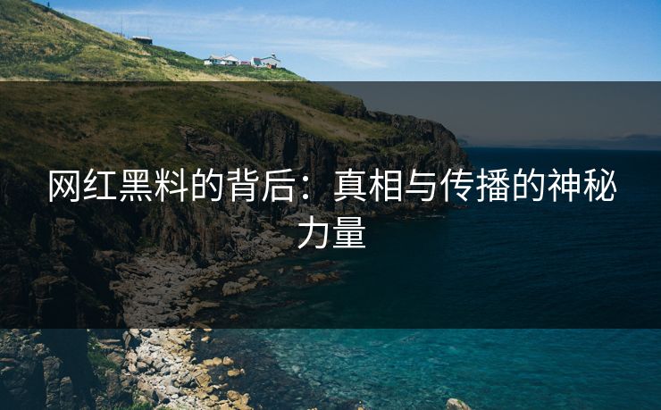 网红黑料的背后：真相与传播的神秘力量