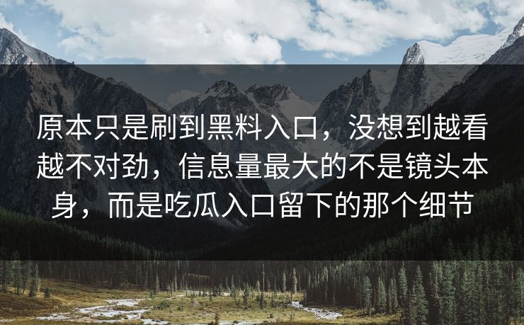 原本只是刷到黑料入口，没想到越看越不对劲，信息量最大的不是镜头本身，而是吃瓜入口留下的那个细节