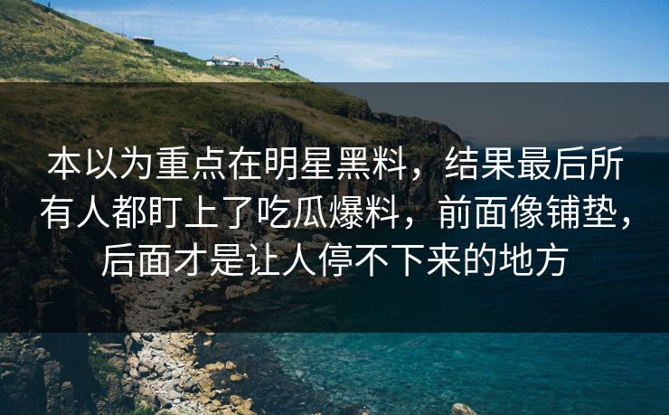 本以为重点在明星黑料，结果最后所有人都盯上了吃瓜爆料，前面像铺垫，后面才是让人停不下来的地方