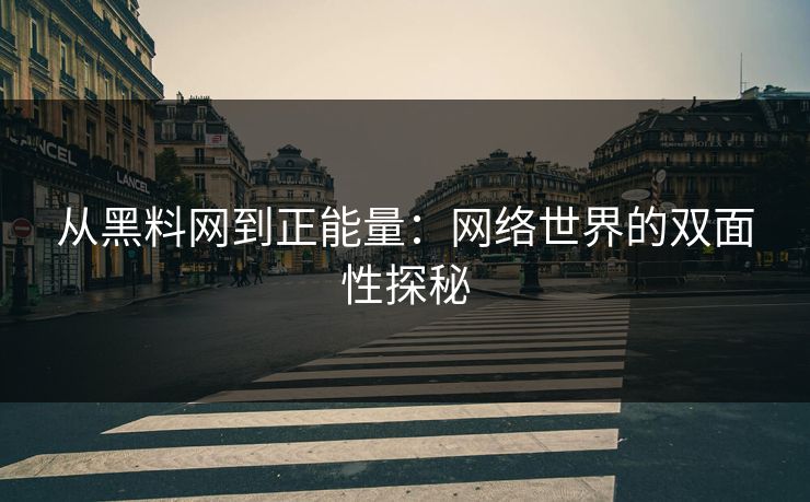 从黑料网到正能量：网络世界的双面性探秘