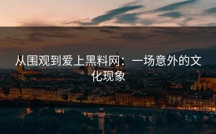 从围观到爱上黑料网：一场意外的文化现象